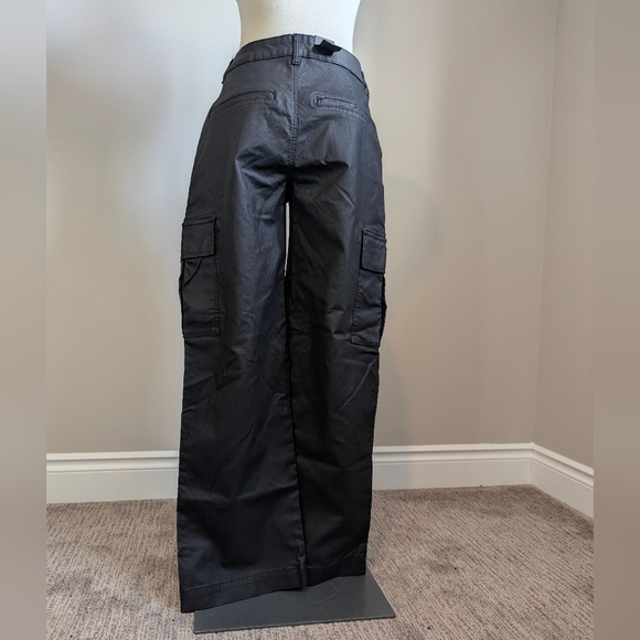Noisy may Pants - Noisy May Black Wide Leg Waxed Cargo Pants Utility Tactical NWT New With Tags
